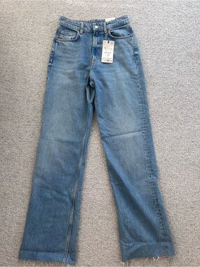 Zara Light Blue High-Rise Wide-Leg Jeans